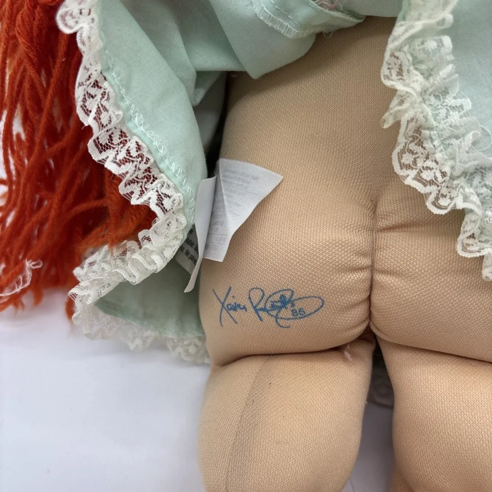Vintage 1985 Cabbage Patch Style Red Hair Blue Eyes Green Dress Rare!